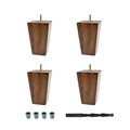 Architectural Products By Outwater 6 in x 3-3/4 in Stained Cherry Hardwood Square Bun Foot, 4 Pack w/ 4 Free Insert Nuts and Drill Bit 3P5.11.00111